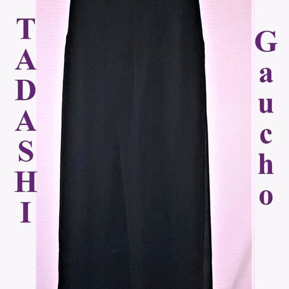 New Without Tags TADASHI Sheer Lined Black Gaucho Pants Size 2 - Picture 9 of 12
